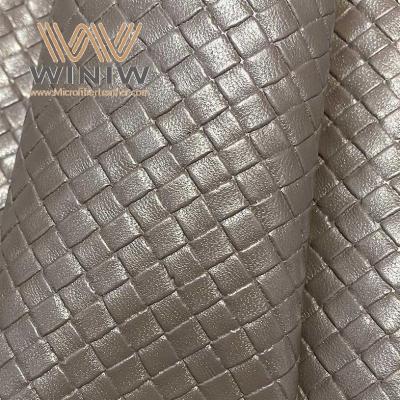 China Leading Best Sell Faux Woven Pattern Microfiber Leather For Shoes Upper Supplier